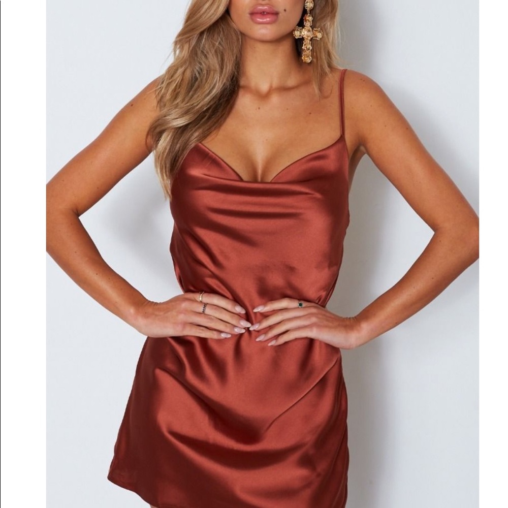 Burnt orange slip dress